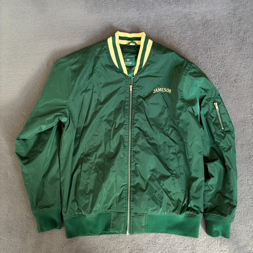Jameson Irish Whiskey Green Full Zip Varsity Letterman Bomber Jacket Mens Size M
